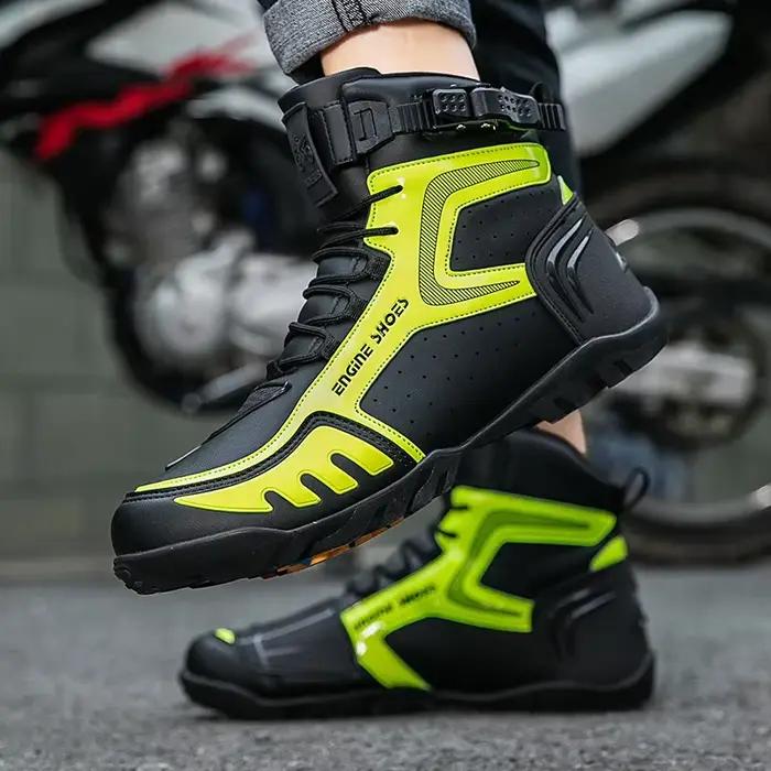Bottes de moto en cuir pour hommes