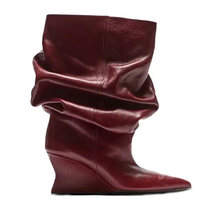 2025 femmes talon compensé 7.5 Cm talons hauts mi-mollet Cool bottes