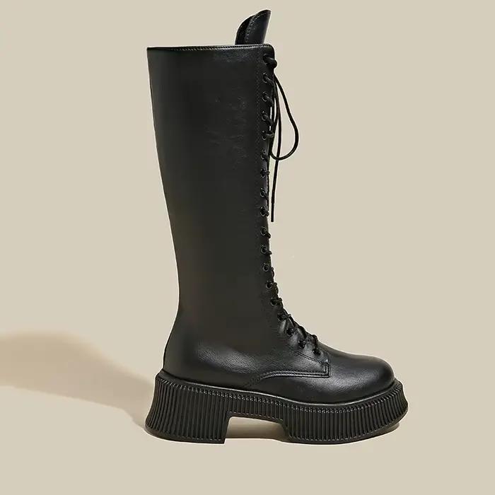 Bottes de chevalier à lacets pour femmes