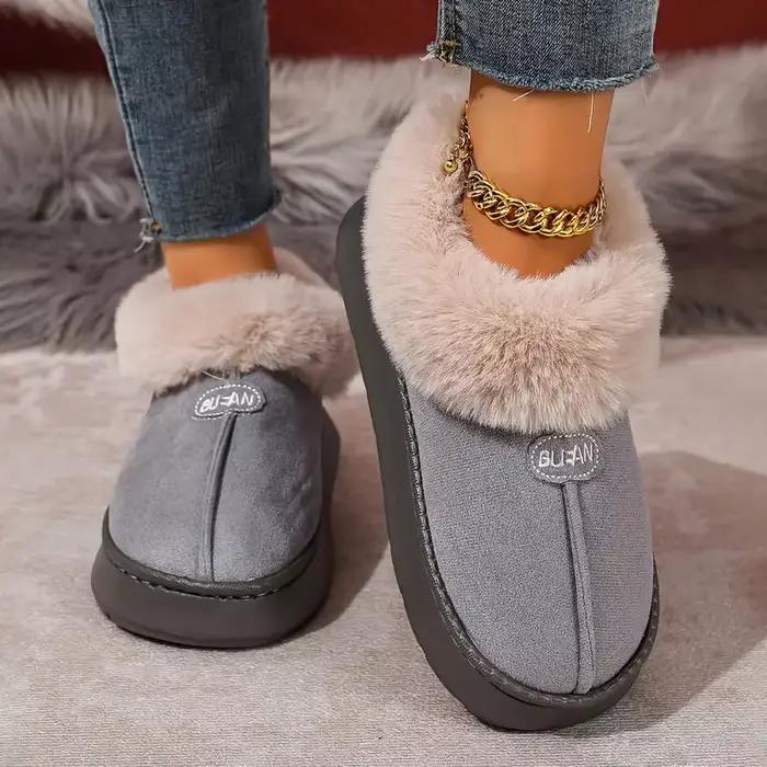 Bottes à plateforme pour femmes, chaussures épaisses en fourrure d'hiver, cheville chaude en peluche, chaussures moelleuses doublées en peluche, pantoufles à semelle EVA, nouvelle collection
