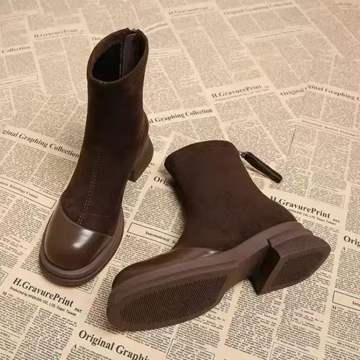 Bottines en daim patchwork pour femmes