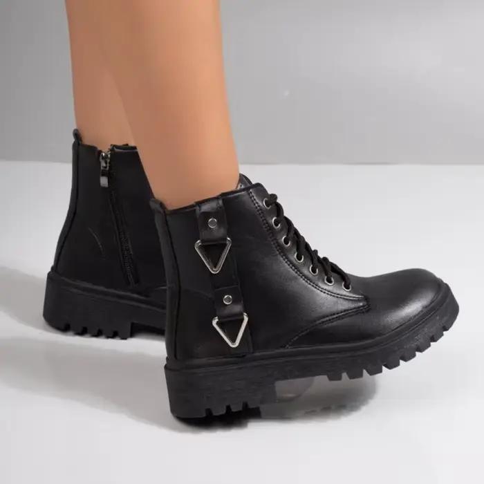 Bottes de combat noires à plateforme pour femmes