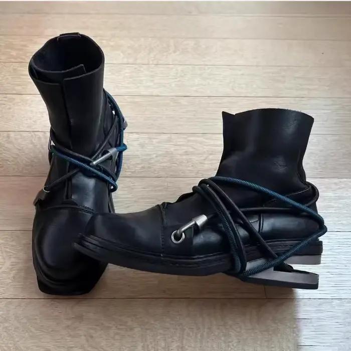 Vintage hommes bottes de luxe en cuir de vache véritable printemps chaussures de travail nouveau Style