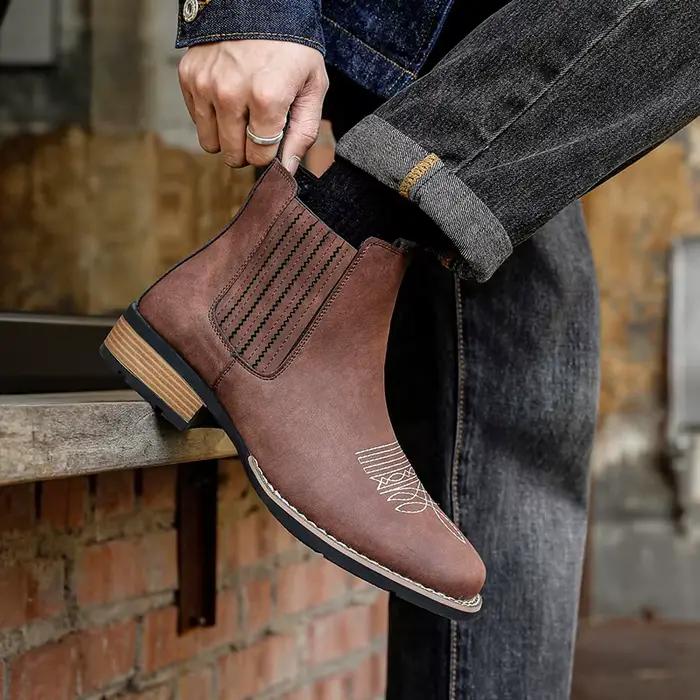 Bottes en cuir homme retro style décontracté pour printemps automne grandes tailles bottes de combat bottes de moto occassions spéciales
