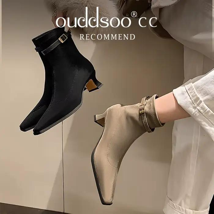 Ods Rinse-Bottes courtes en cuir véritable pour femmes
