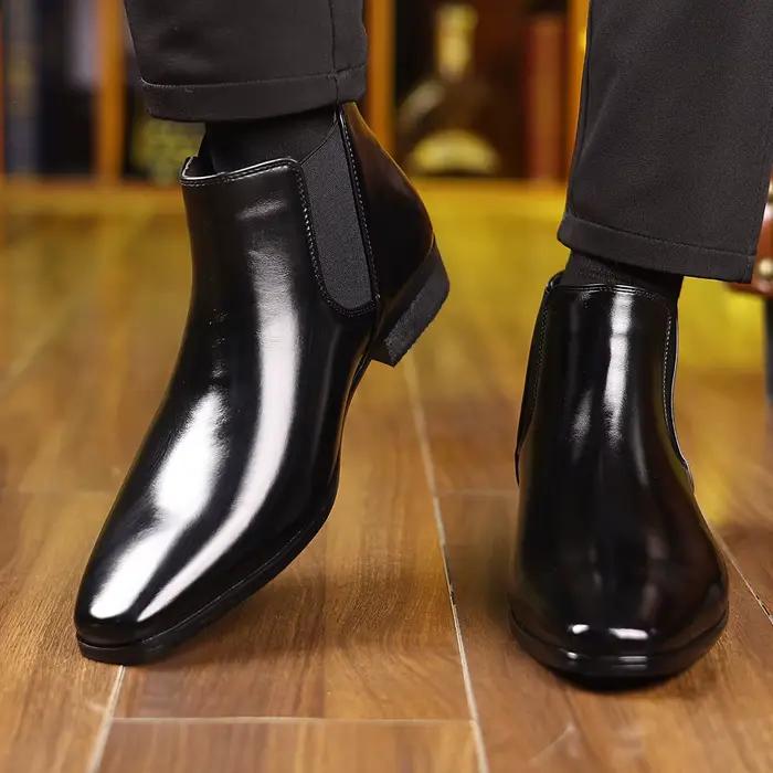 Nouvelles Bottines Chelsea Montantes pour Hommes en Cuir
