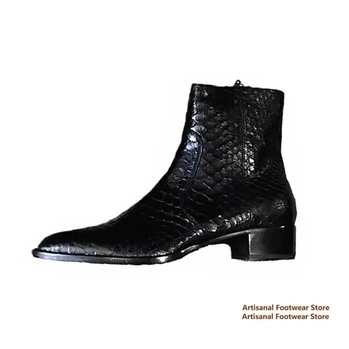Bottes Chelsea à motif serpent pour hommes