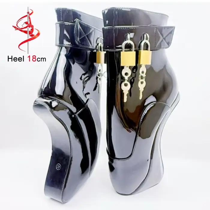 Bottines courtes pour femme en cuir noir avec empiècements, talons originaux de 18 cm, bout rond, fermeture éclair, boucle de ceinture et 2 fermoirs, collection Printemps-Automne