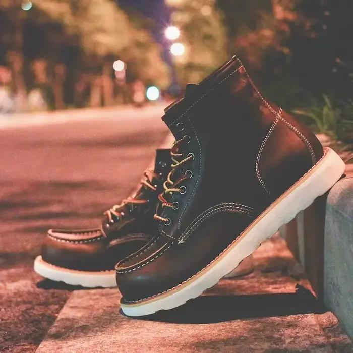 Bottes en cuir véritable pour hommes