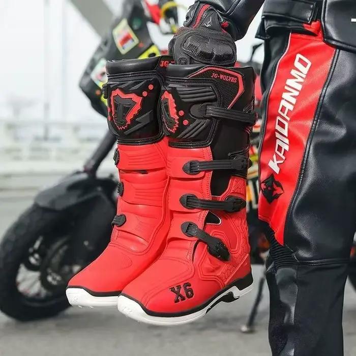 Bottes de Moto NYQD Cuir Robuste Protection Mi-Mollet Pour Hommes Femmes Sécurité Course Rallye Occasions Spéciales