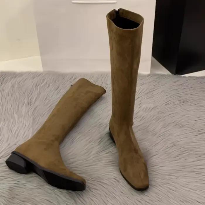 Nouveau daim chaud mode Chelsea bottes 2025 automne concepteur rétro dames genou