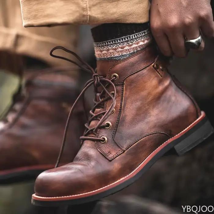 Nouveaux hommes à la mode vêtements de travail bottes rétro