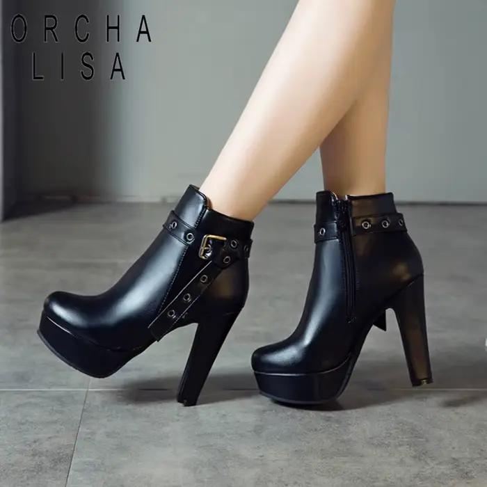 Bottes punk ORCHA LISA pour hommes talons hauts plateforme cuir PU ajustement confortable pour hiver concerts et soirées punk
