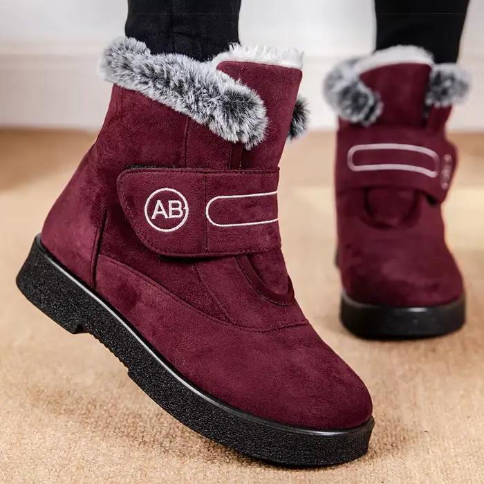 Bottines Super chaudes pour femmes, chaussures en fourrure, bottes de neige pour l'hiver, chaussures à talons bas
