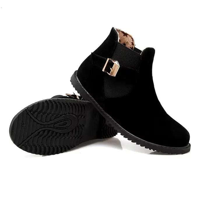Bottes Rondes à Talons Compensés pour Femme, Chaussures Chaudes et Décontractées, à la Mode, de Grande Taille 34-52, Nouvelle Collection Hiver Printemps-Automne 502