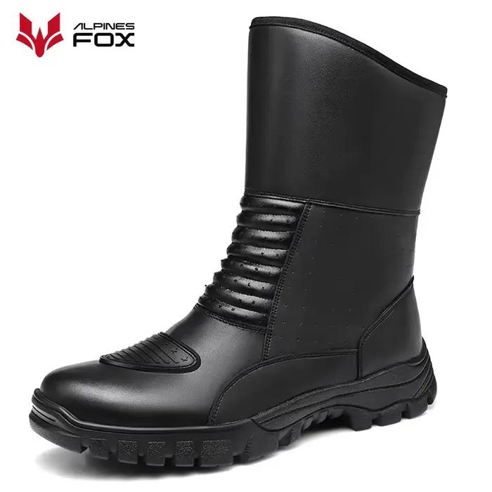 Bottes de randonnée moto rétro en cuir pour hommes, chaussures d'équitation de vélo de course, imperméables, coupe-vent, anti-chute, cavalier, quatre saisons
