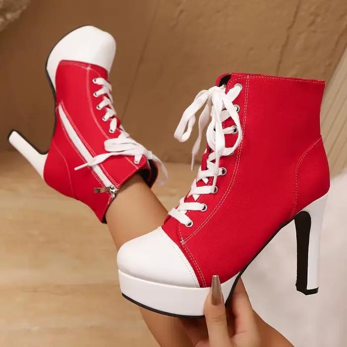 Bottines en toile à plateforme pour femmes