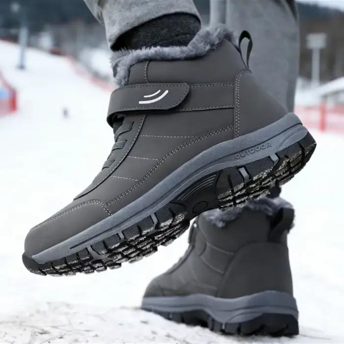 Bottes de neige DTQG en cuir artificiel pour homme, bottes de neige de combat, bottes de randonnée, bottes de moto, chaussures d'hiver décontractées et antidérapantes