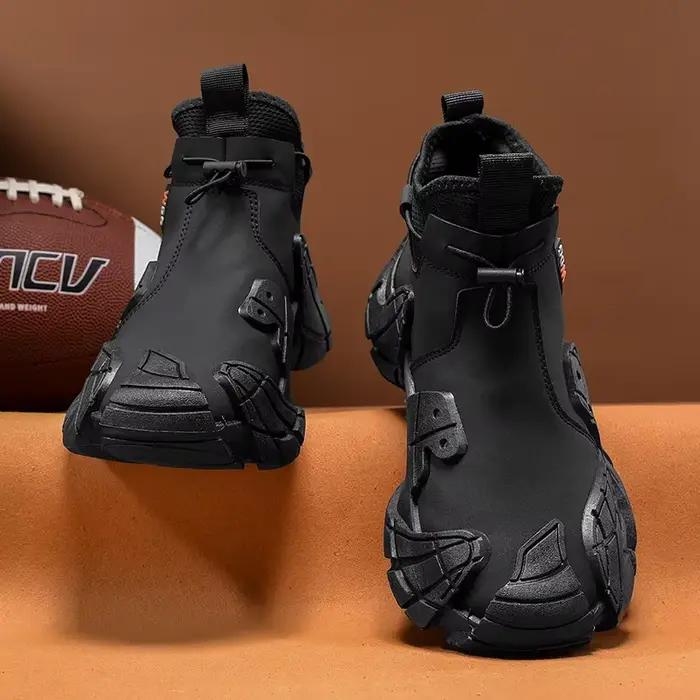 Botte courte d'extérieur pour hommes, chaussures montantes décontractées à semelles épaisses, chaussures tendance, chaussures de sport, bottes nues, nouvelle collection automne 2024