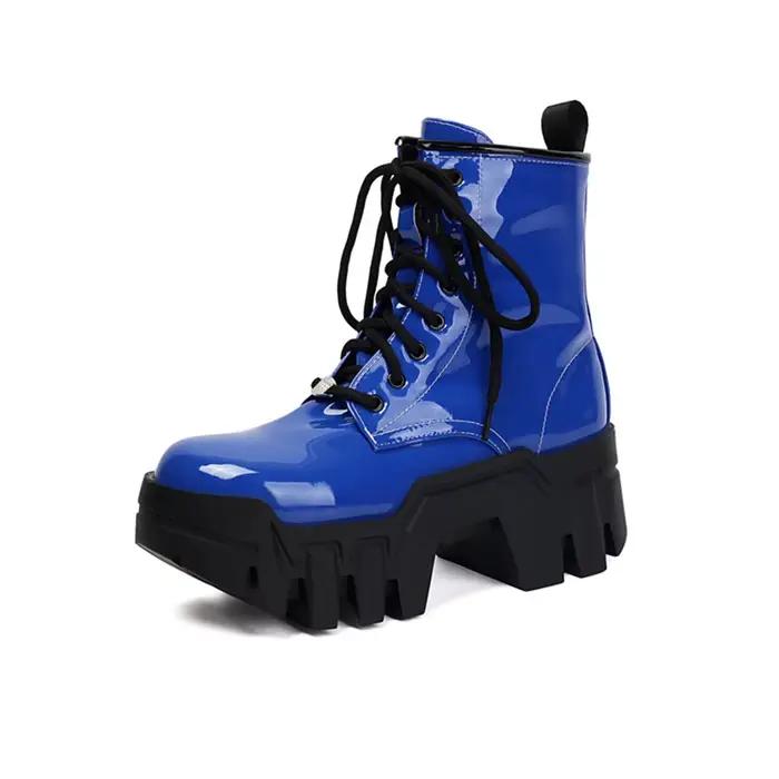 Bottines sexy et élégantes pour femme printemps automne mi-mollet talon carré à lacets croisés unité centrale caoutchouc polyvalentes pour travailler et sorties