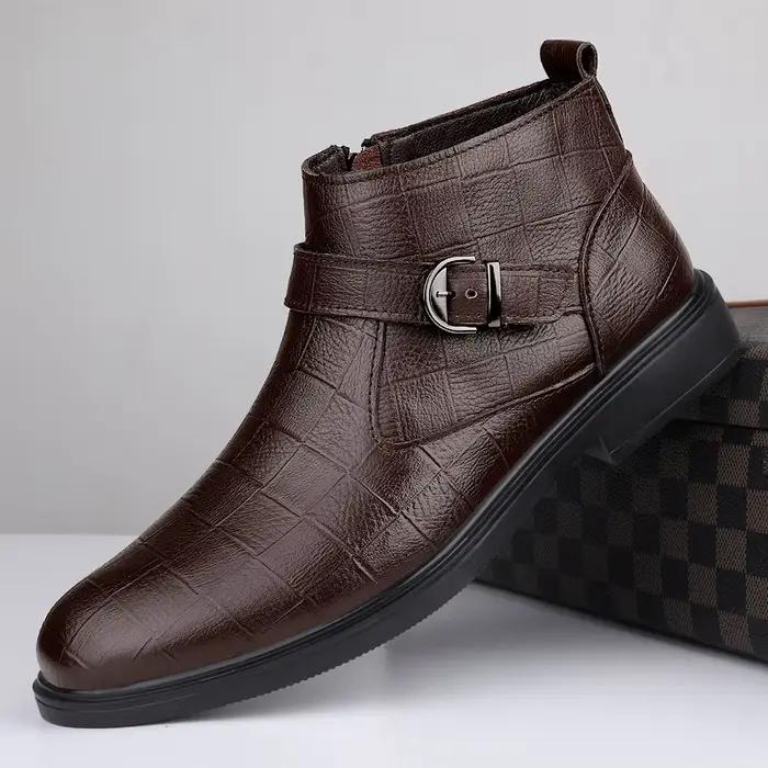 Bottes provoqué en cuir véritable pour hommes