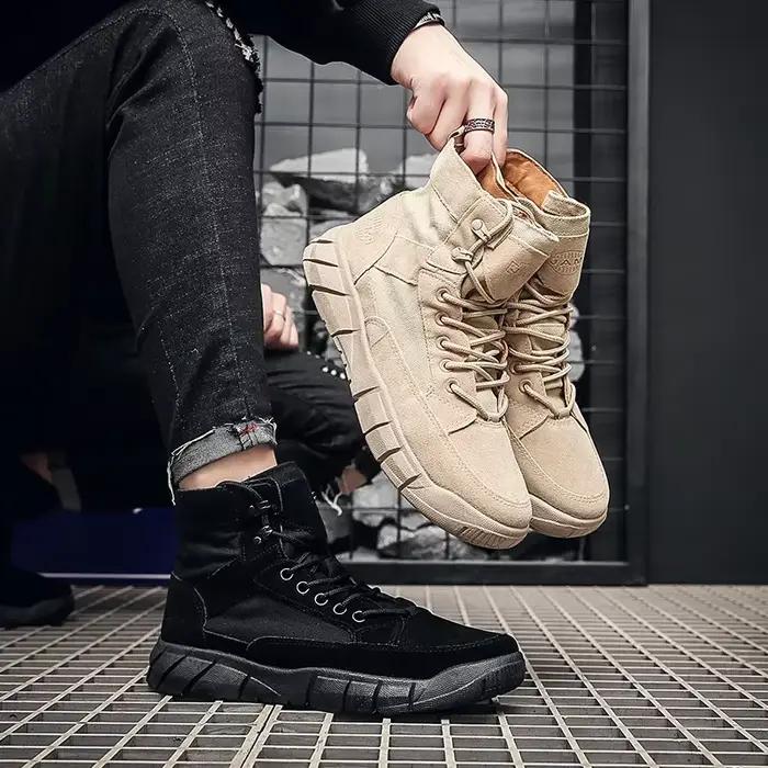 Bottes de combat kaki désert marron chaussures
