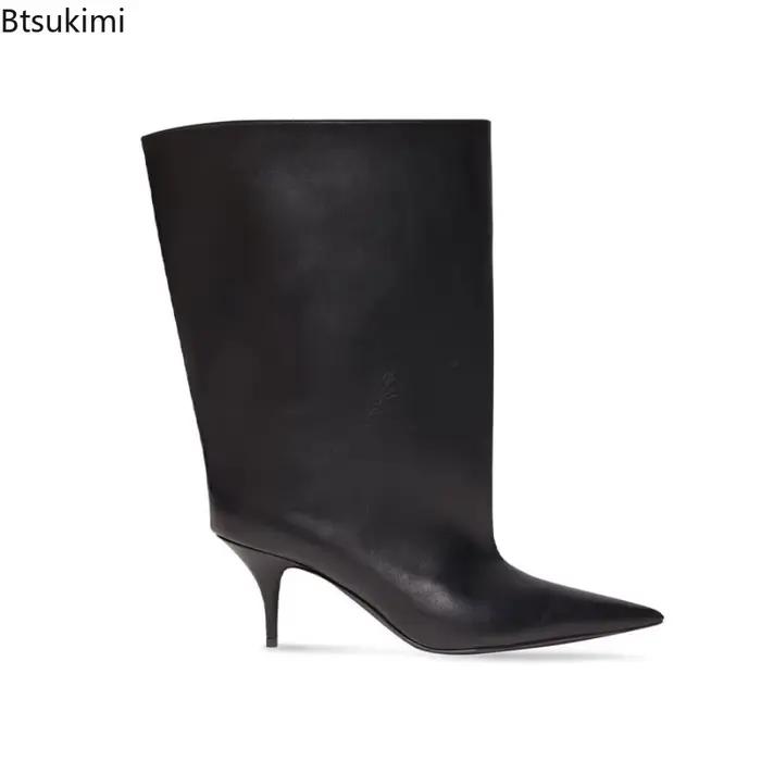 Bottes pour femmes automne-hiver 2026, style moderne à talons hauts et bout pointu, bottines à talon épais, pour banquets, tailles 35-44, grandes tailles