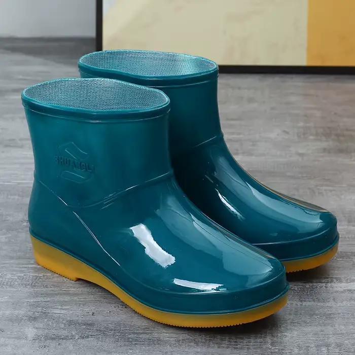 Bottes de pluie imperméables antidérapantes à coupe basse pour femmes, avec semelle élastique, protection du travail, couvre-bottes en caoutchouc, universelles quatre saisons