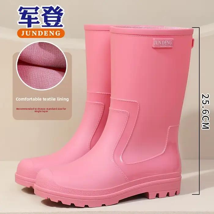 Bottes de pluie mi-mollet tendance pour femme, imperméables, antidérapantes, pour activités extérieures, cueillette de fruits de mer, lavage de voiture, légères et confortables en PVC