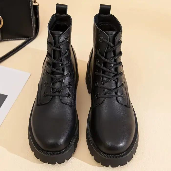 Bottines en cuir véritable pour femmes