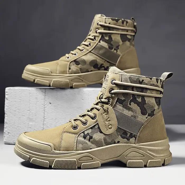 Bottes de combat mi-hautes à lacets pour hommes
