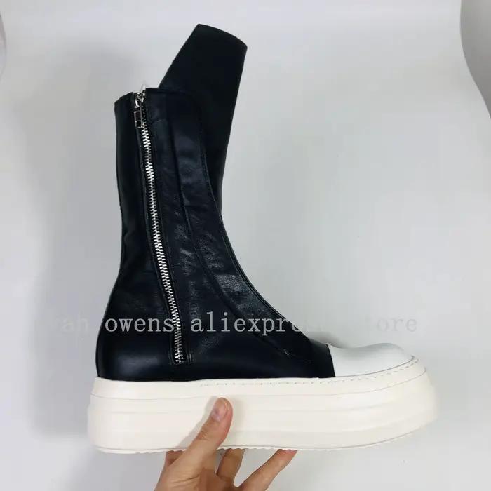 Bottes à plateforme montantes en cuir véritable pour hommes