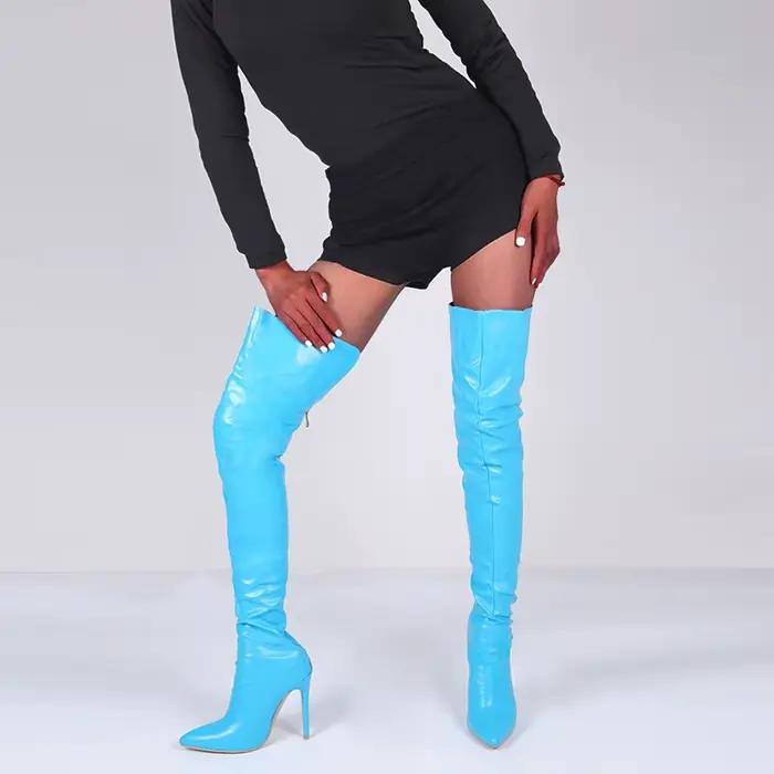 Femmes bottes grande taille talons hauts automne hiver Sexy sur genou