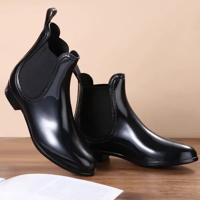 Evshine femmes Chelsea chaussures de pluie confortable anti-dérapant imperméable chaussures de jardin 2025 mode semelle en caoutchouc bottes de pluie pour dames