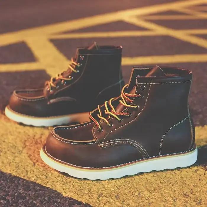 Bottes en cuir véritable pour hommes