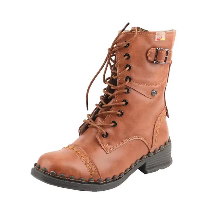 TMA EYES-Bottes vintage en cuir pour femmes, chaussures décontractées confortables, document solide, nouvelle collection, mode automne et hiver