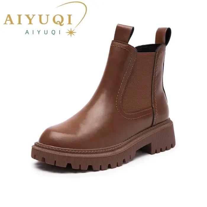 AIYUQI femmes Chelsea bottes en cuir véritable nouveau automne hiver mode
