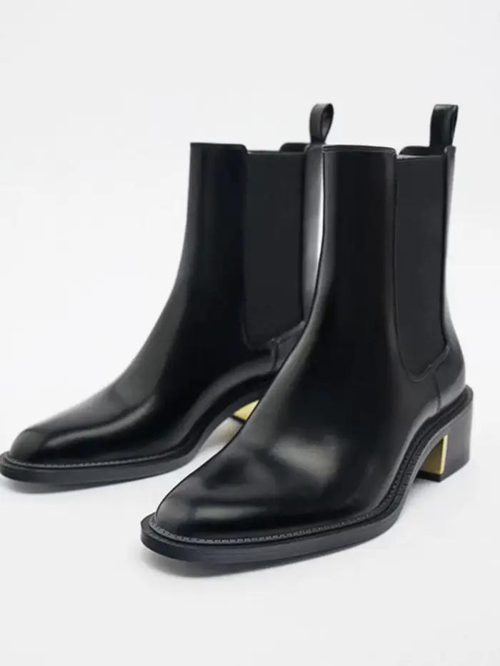 Bottines Chelsea en cuir noir pour femmes