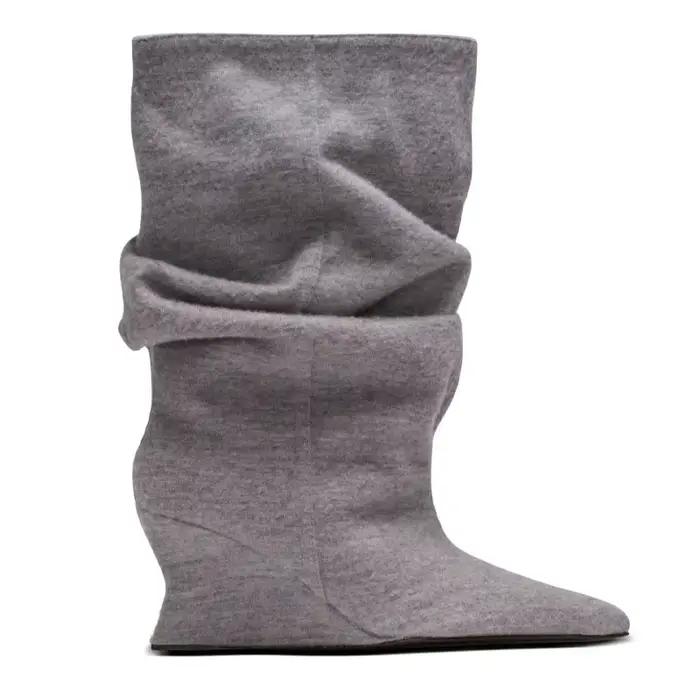 2025 femmes talon compensé 7.5 Cm talons hauts mi-mollet Cool bottes
