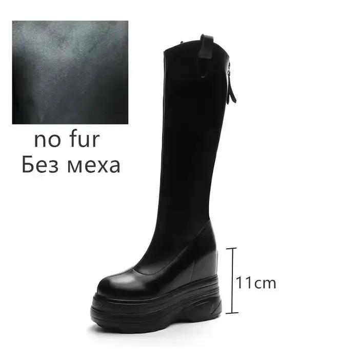 Bottes pour femmes en cuir véritable nouveau talon de 11cm plate-forme haute