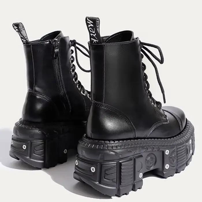 Femmes Punk bottes plate-forme conception personnalisée chaussures en cuir Cool