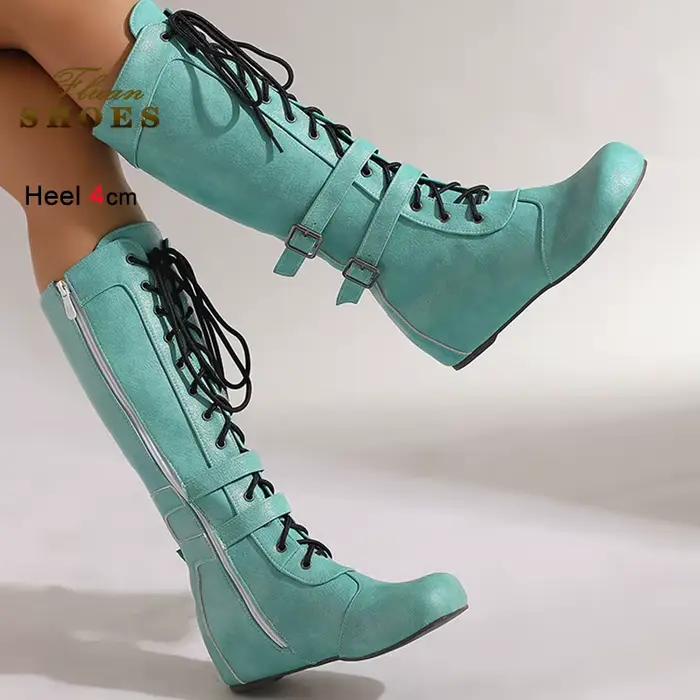 Bottes de chevalier vertes pour femmes