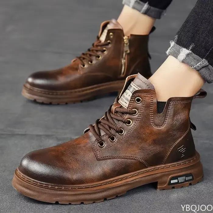 Nouvelles bottes courtes rétro confortables et élégantes pour homme – Chaussures montantes décontractées et polyvalentes pour l'automne