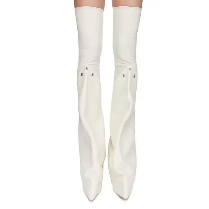 Bottes au dessus du genou pour femmes, bout pointu, talons bruts, semelle épaisse, bottes longues, chaussures de fête Sexy pour dames, 2026
