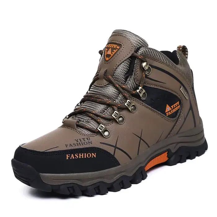 Marque hommes hiver bottes de neige imperméable en cuir baskets Super chaud