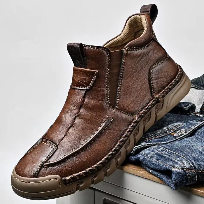 Hommes bottes chaussures décontractées faites à la main en cuir véritable bottines confortables chaussures d'hiver baskets hautes chaussures de luxe hommes chaussures