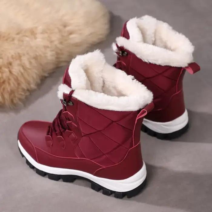 Nouvelles bottes d'hiver pour femmes, bottes de neige hautes, imperméables, bottes de cheville pour femmes, épaisses, chaudes, bottes de randonnée en neige, chaussures de sport en coton d'extérieur