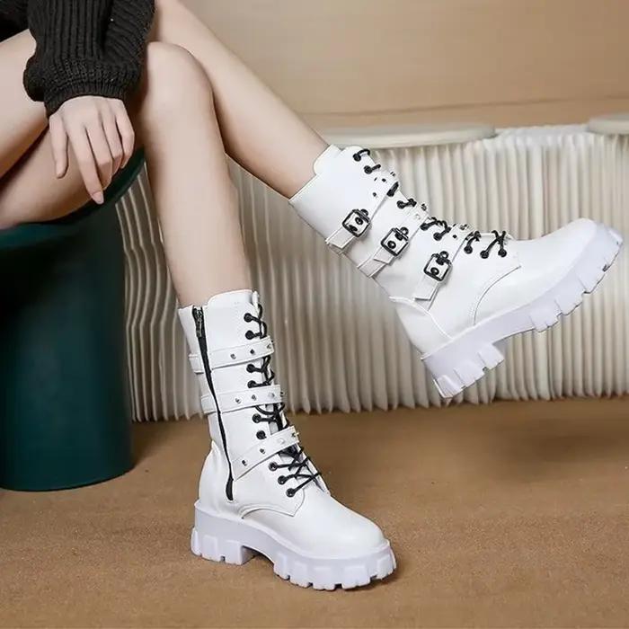 Bottes gothiques faites à la main pour femmes, style punk à la mode, antidérapantes, talon à plateforme, bottes de moto pour l'automne-hiver 2025 occasions spéciales