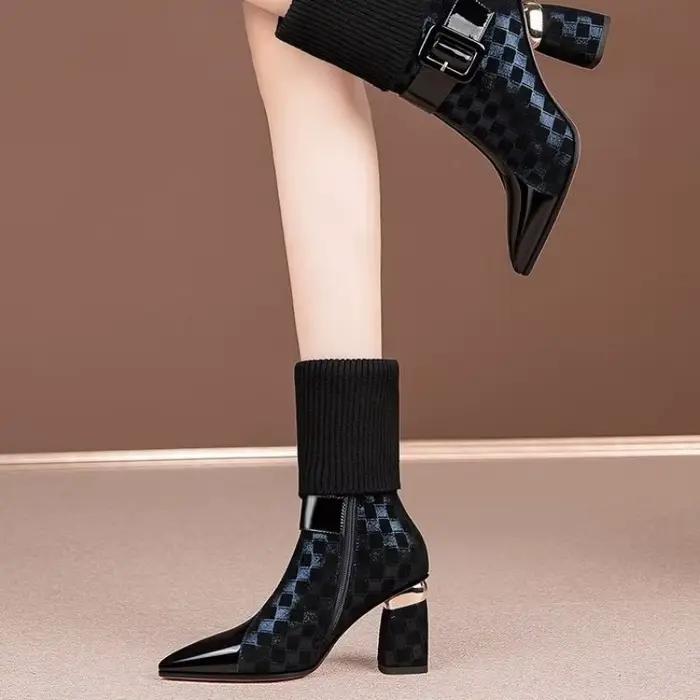 Bottines Chelsea en tricot à talons hauts pour femmes