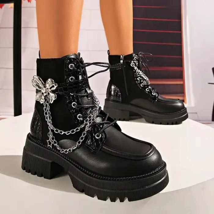 Y2K – bottines à plateforme en métal pour femme